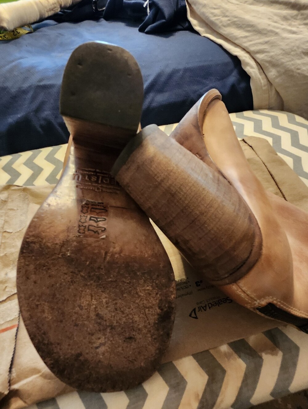 Bed Stu Camel 100% Leather Open Toed Ankle Boots - Picture 7 of 9